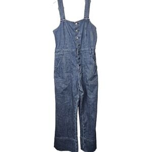 Aeria Farmer Jeans Overalls  woman's button fronts deep pockets wide leg